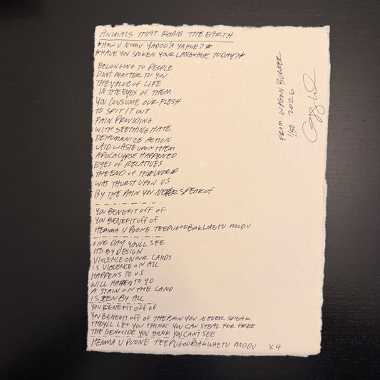 Lyric Sheet: Animals That Roam The Earth